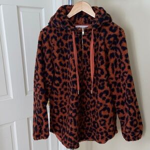 Loft Leopard Print Fuzzy Hoodie